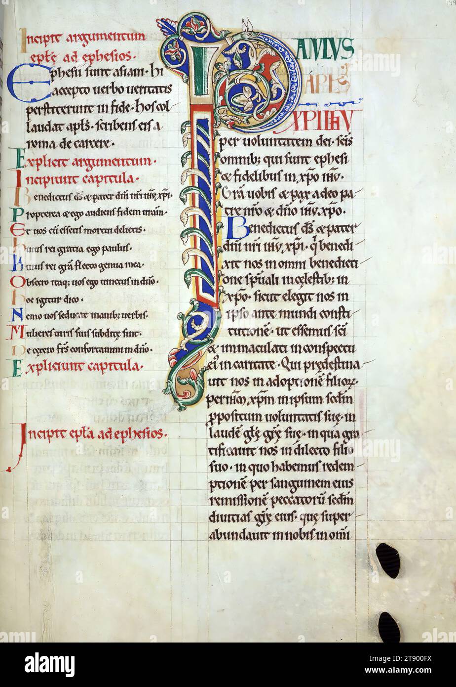 Manuscrit enluminé, la Bible de Rochester, cette copie grand format du Nouveau Testament a été créée à la cathédrale de Rochester à Rochester, en Angleterre, dans la première moitié du XIIe siècle. Le manuscrit est une survie importante, car il est une partie de ce que l'on croit être la première Bible décorée produite au prieuré scriptorium de Rochester. La grande taille du livre indique qu'il a été conçu pour être lu à haute voix, que ce soit pendant les services ou aux repas Banque D'Images