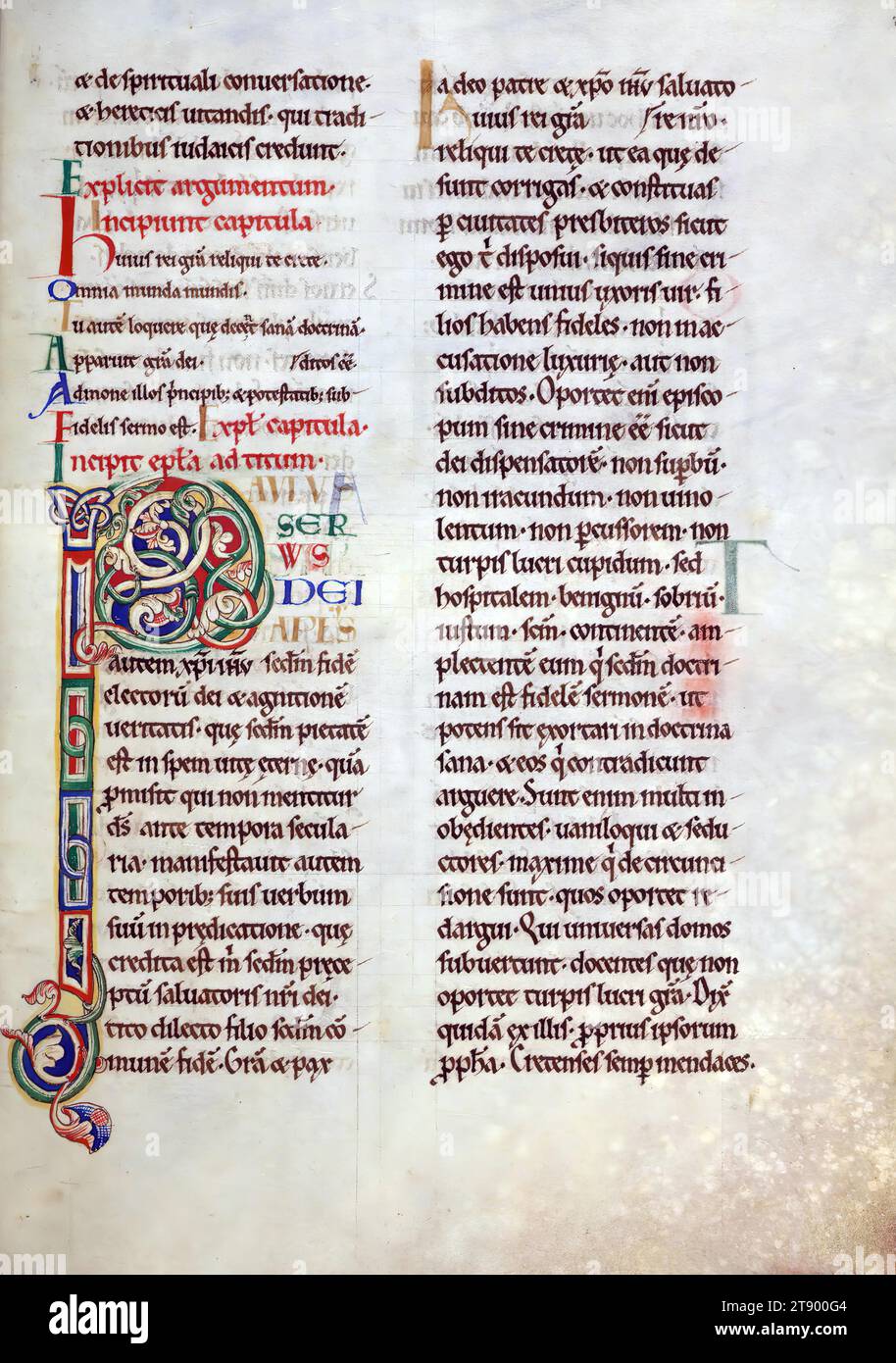 Manuscrit enluminé, la Bible de Rochester, cette copie grand format du Nouveau Testament a été créée à la cathédrale de Rochester à Rochester, en Angleterre, dans la première moitié du XIIe siècle. Le manuscrit est une survie importante, car il est une partie de ce que l'on croit être la première Bible décorée produite au prieuré scriptorium de Rochester. La grande taille du livre indique qu'il a été conçu pour être lu à haute voix, que ce soit pendant les services ou aux repas Banque D'Images