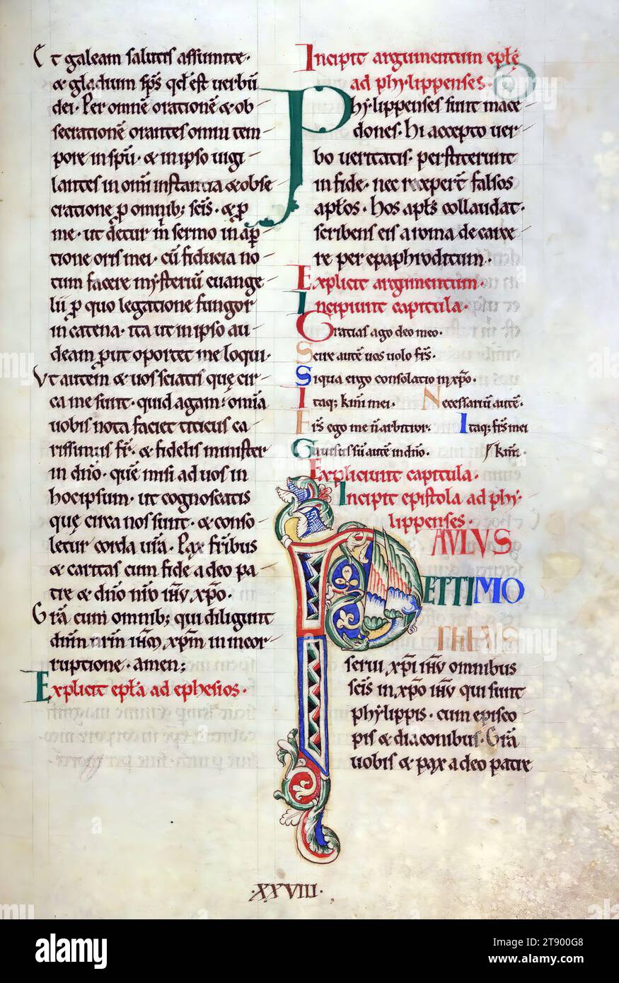Manuscrit enluminé, la Bible de Rochester, cette copie grand format du Nouveau Testament a été créée à la cathédrale de Rochester à Rochester, en Angleterre, dans la première moitié du XIIe siècle. Le manuscrit est une survie importante, car il est une partie de ce que l'on croit être la première Bible décorée produite au prieuré scriptorium de Rochester. La grande taille du livre indique qu'il a été conçu pour être lu à haute voix, que ce soit pendant les services ou aux repas Banque D'Images