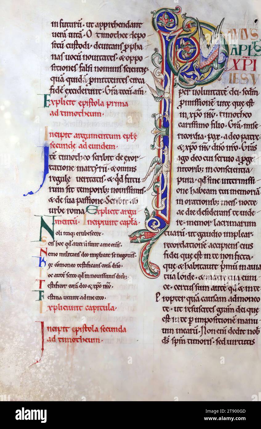 Manuscrit enluminé, la Bible de Rochester, cette copie grand format du Nouveau Testament a été créée à la cathédrale de Rochester à Rochester, en Angleterre, dans la première moitié du XIIe siècle. Le manuscrit est une survie importante, car il est une partie de ce que l'on croit être la première Bible décorée produite au prieuré scriptorium de Rochester. La grande taille du livre indique qu'il a été conçu pour être lu à haute voix, que ce soit pendant les services ou aux repas Banque D'Images