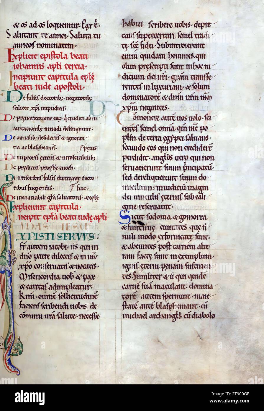Manuscrit enluminé, la Bible de Rochester, cette copie grand format du Nouveau Testament a été créée à la cathédrale de Rochester à Rochester, en Angleterre, dans la première moitié du XIIe siècle. Le manuscrit est une survie importante, car il est une partie de ce que l'on croit être la première Bible décorée produite au prieuré scriptorium de Rochester. La grande taille du livre indique qu'il a été conçu pour être lu à haute voix, que ce soit pendant les services ou aux repas Banque D'Images