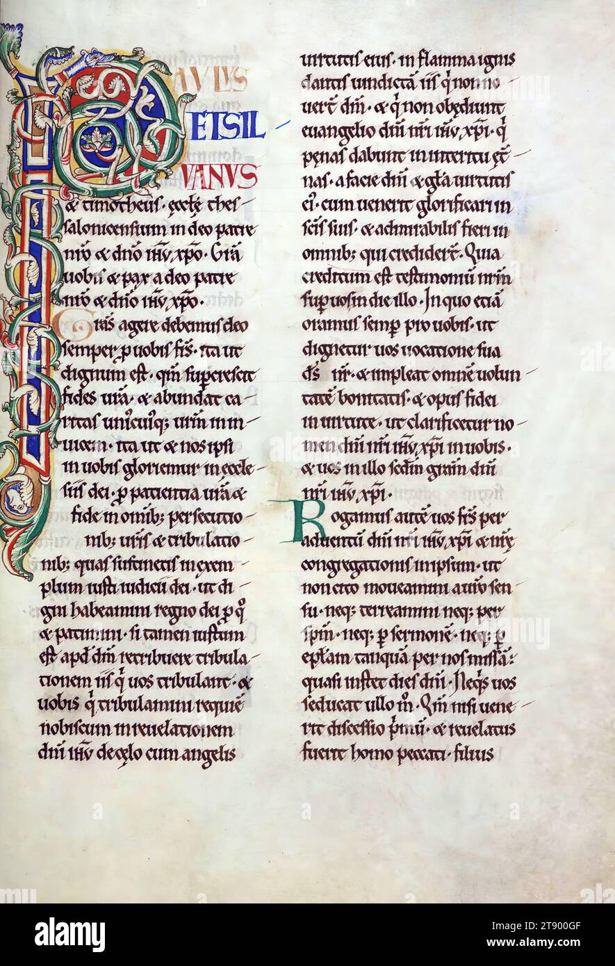 Manuscrit enluminé, la Bible de Rochester, cette copie grand format du Nouveau Testament a été créée à la cathédrale de Rochester à Rochester, en Angleterre, dans la première moitié du XIIe siècle. Le manuscrit est une survie importante, car il est une partie de ce que l'on croit être la première Bible décorée produite au prieuré scriptorium de Rochester. La grande taille du livre indique qu'il a été conçu pour être lu à haute voix, que ce soit pendant les services ou aux repas Banque D'Images