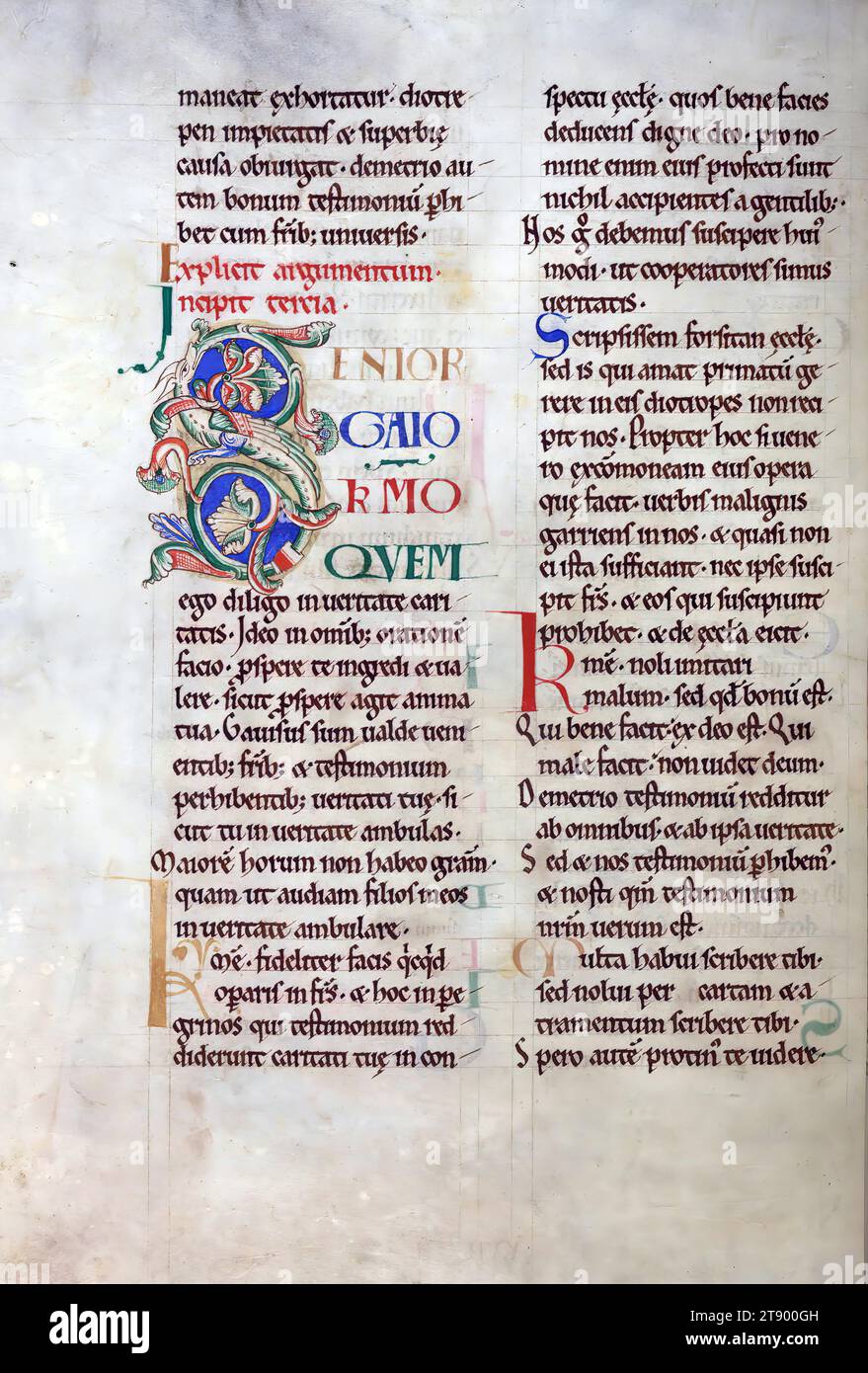 Manuscrit enluminé, la Bible de Rochester, cette copie grand format du Nouveau Testament a été créée à la cathédrale de Rochester à Rochester, en Angleterre, dans la première moitié du XIIe siècle. Le manuscrit est une survie importante, car il est une partie de ce que l'on croit être la première Bible décorée produite au prieuré scriptorium de Rochester. La grande taille du livre indique qu'il a été conçu pour être lu à haute voix, que ce soit pendant les services ou aux repas Banque D'Images