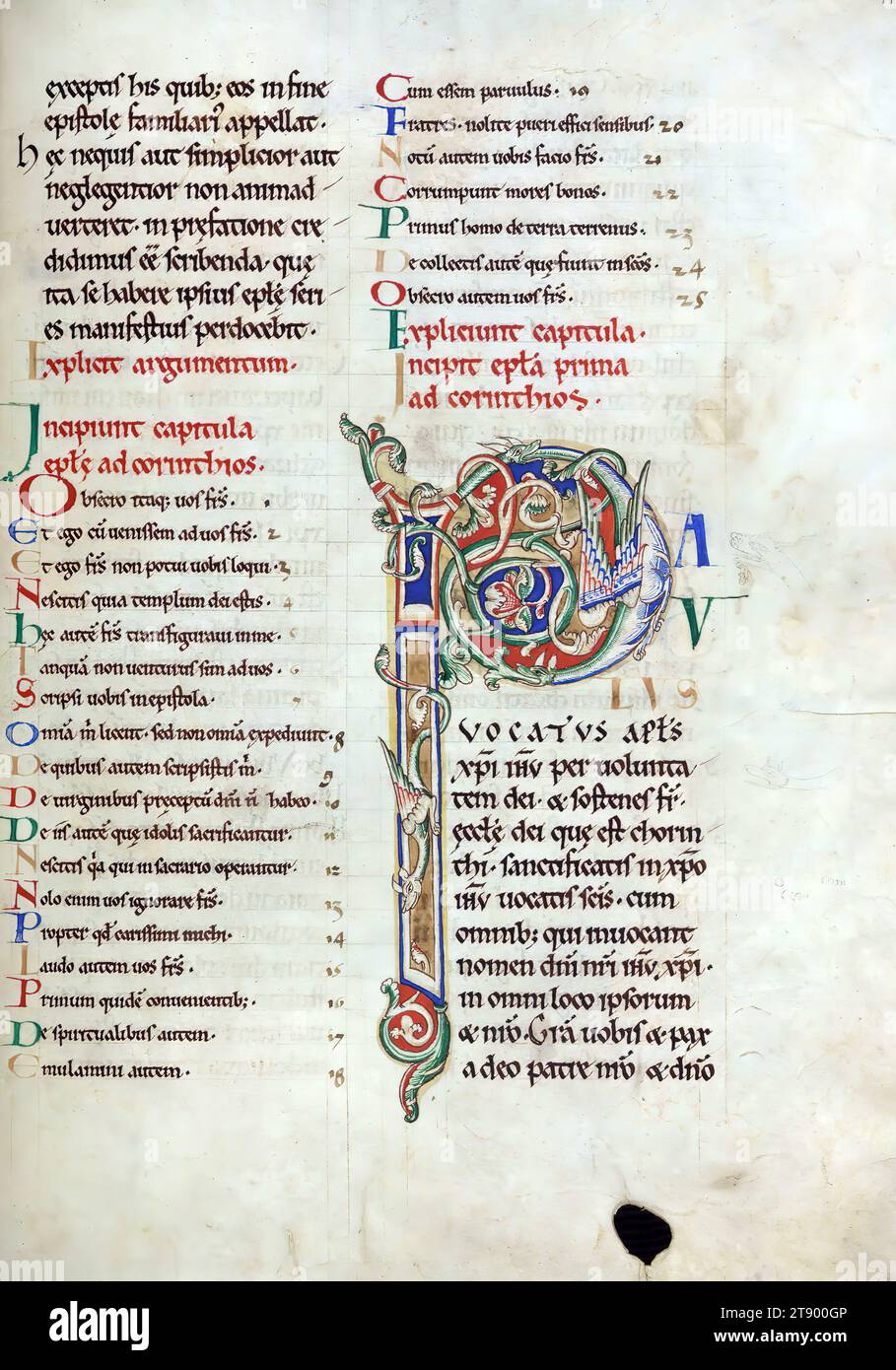 Manuscrit enluminé, la Bible de Rochester, cette copie grand format du Nouveau Testament a été créée à la cathédrale de Rochester à Rochester, en Angleterre, dans la première moitié du XIIe siècle. Le manuscrit est une survie importante, car il est une partie de ce que l'on croit être la première Bible décorée produite au prieuré scriptorium de Rochester. La grande taille du livre indique qu'il a été conçu pour être lu à haute voix, que ce soit pendant les services ou aux repas Banque D'Images