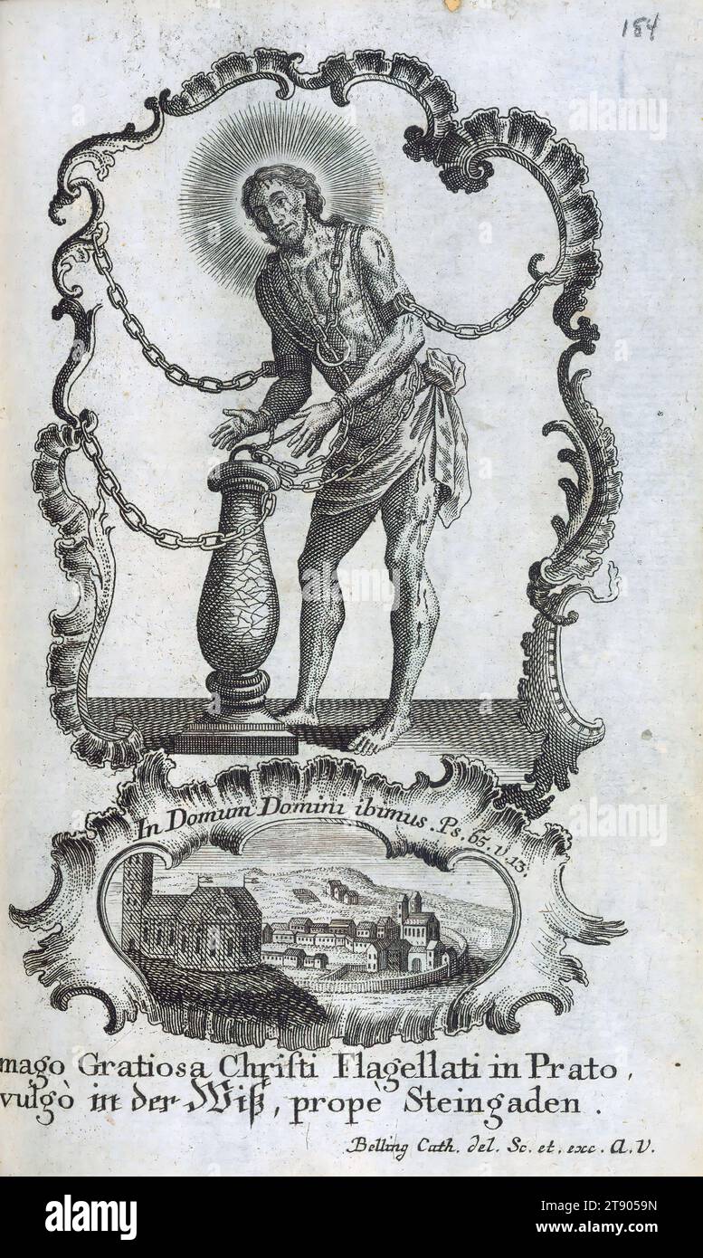 Livre de prières, Christ battu, ce manuscrit tardif ressemble à bien des égards à un livre imprimé, avec des numéros de page, des en-têtes de chapitre, et une table des matières étendue. Le livre était destiné aux jeunes femmes et contient une grande variété de prières, d'enseignements et de réflexions. Il est illustré partout avec des gravures insérées par un certain nombre d'artistes, évidemment découpées d'autres livres ; la plupart portent les noms des artistes, et beaucoup ont des numéros de leurs éditions originales Banque D'Images