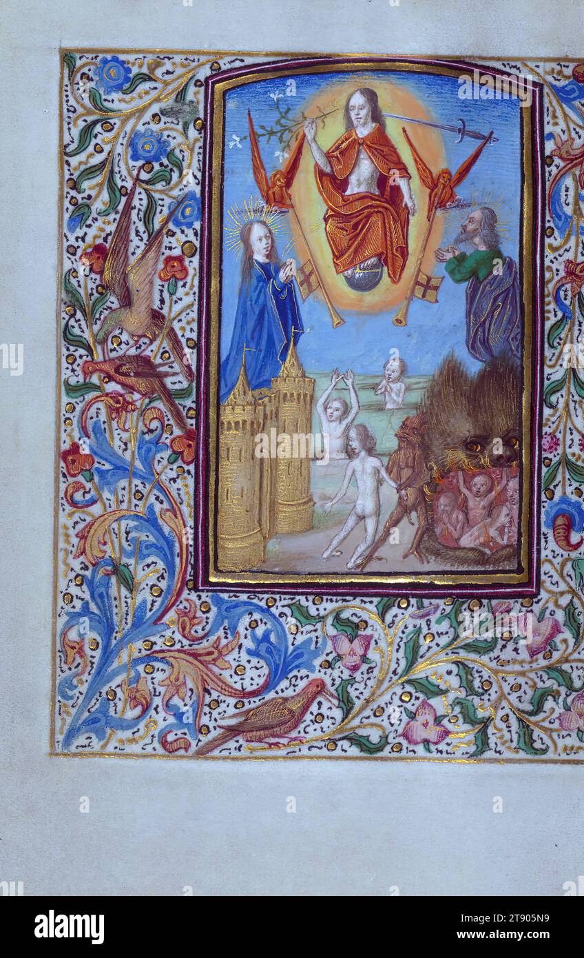 Livre de prière, jugement dernier, ce livre de prière de poche a été écrit en néerlandais sur parchemin fin ca. 1470. Le calendrier est à l ' usage d ' Utrecht, ce qui permet de localiser sa propriété initiale. Il est remarquable pour ses treize enluminures pleine page et sept petites miniatures pour les suffrages, par des artistes proches de l'école d'Utrecht Banque D'Images