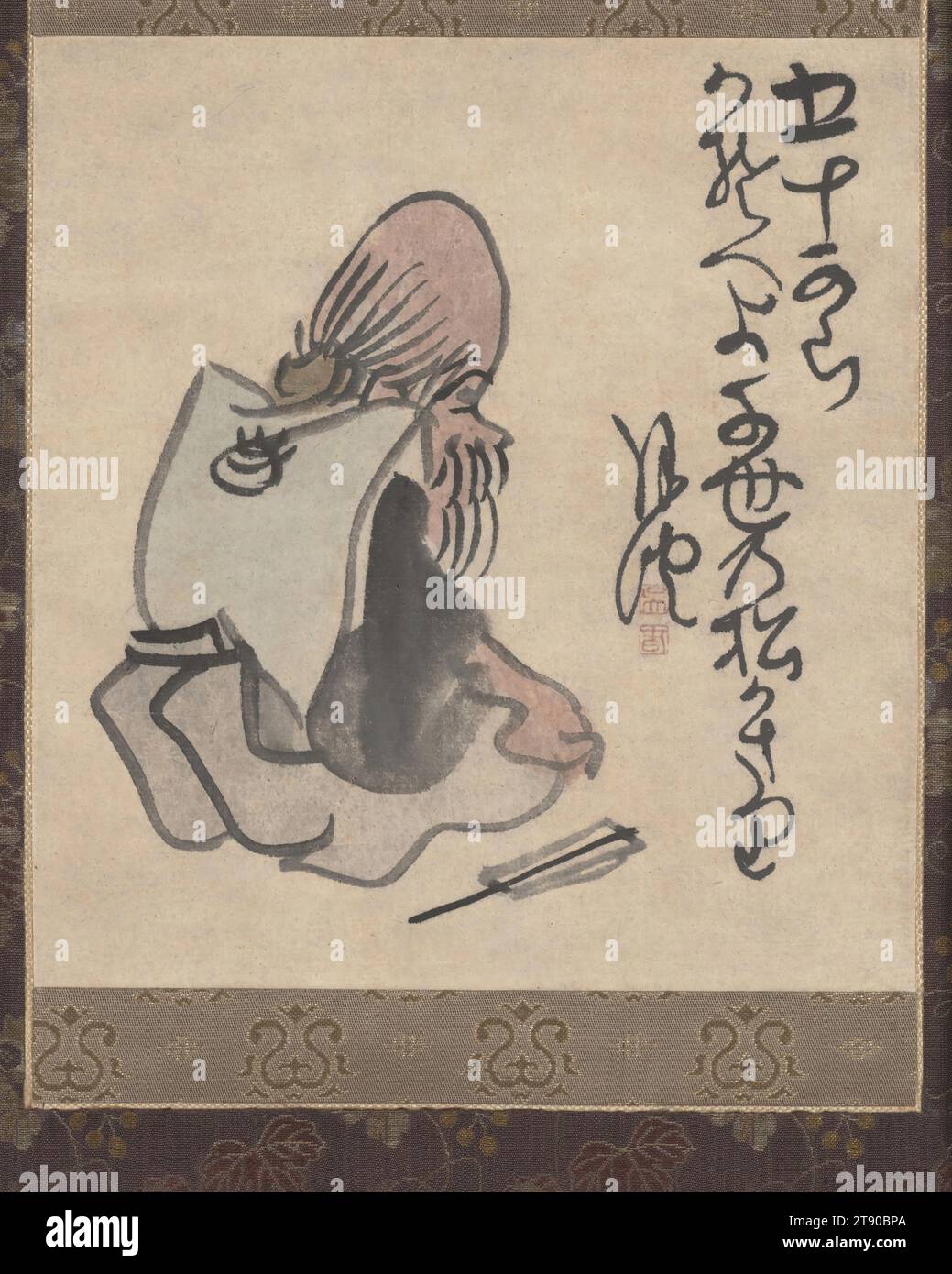 Cinquante ans, fin du 18e - début du 19e siècle, Matsumura Goshun, japonais, 1752 - 1811, 7 × 6 1/2 po. (17,78 × 16,51 cm) (image)32 5/8 × 11 1/8 po (82,87 × 28,26 cm) (montage, sans rouleau), encre et couleur sur papier, Japon, 18e-19e siècle Banque D'Images