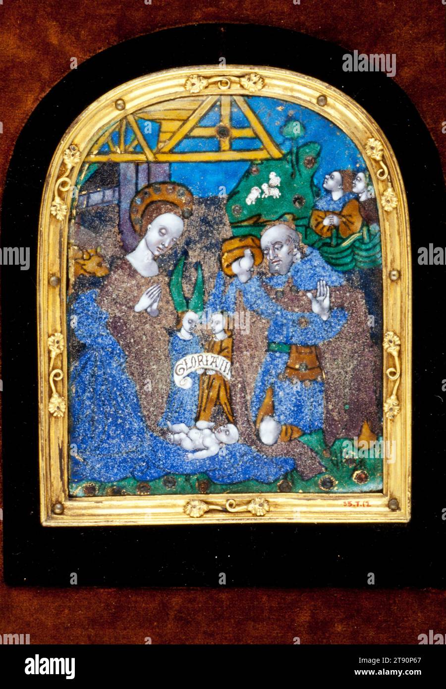 Nativité, 16e siècle, Nardon Penicaud, actif 1493-d.. 1541, 5 3/4 x 4 3/4 po (14,61 x 12,07 cm) (cadre extérieur), émail sur cuivre, France, 16e siècle Banque D'Images