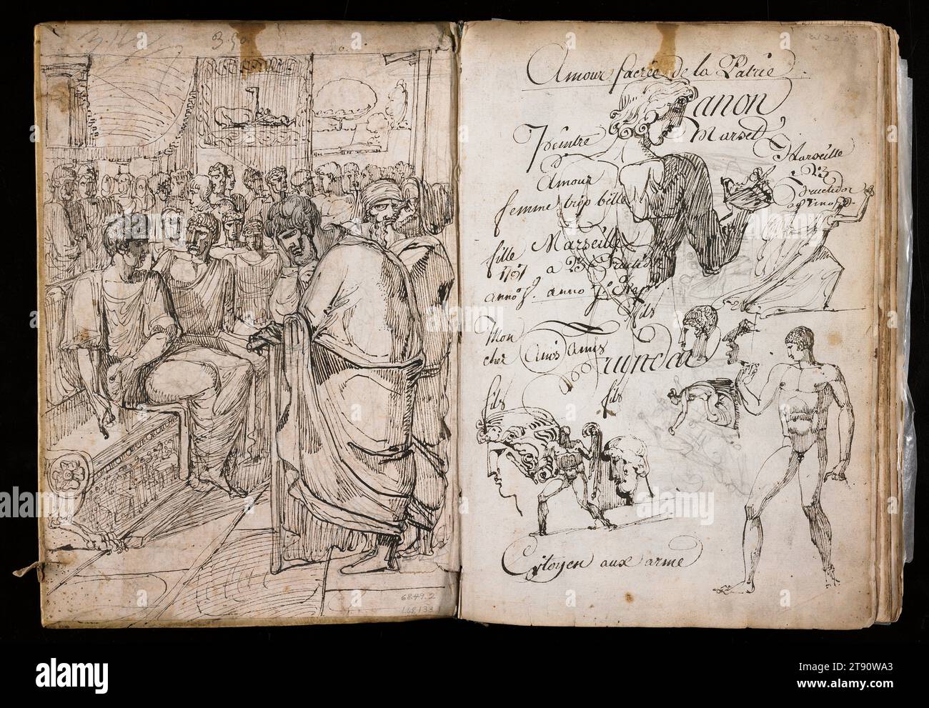 Carnet de croquis italien des sujets antiques et révolutionnaires