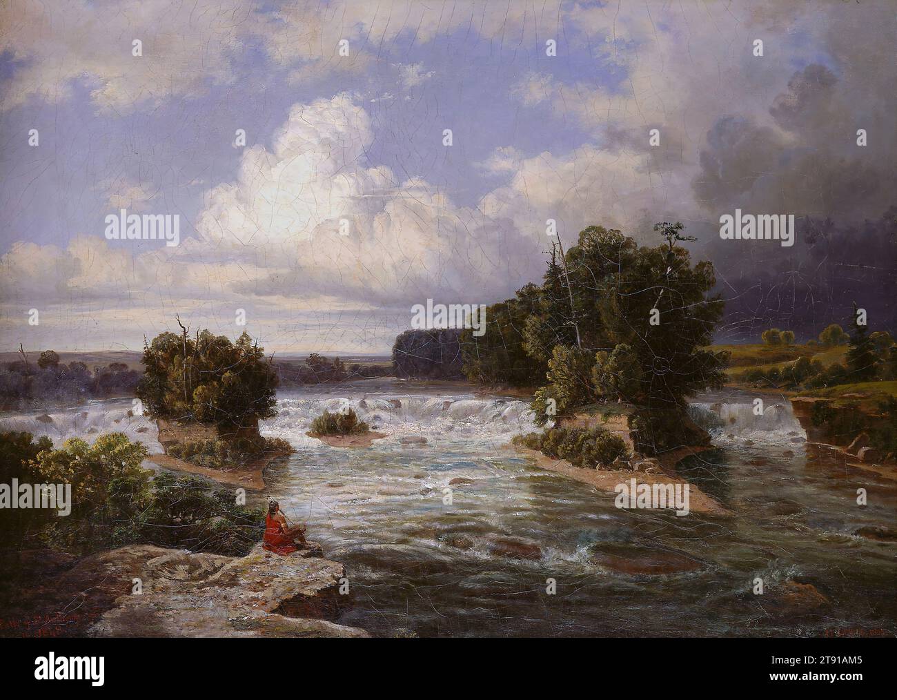 St. Anthony Falls tel qu'il est apparu en 1848, 1855, Henry Lewis, américain (né en Angleterre), américain (né en Angleterre), 1819 - 1904, 19 x 27 po (48,26 x 68,58 cm) (toile)18 5/8 x 26 1/2 po (47,31 x 67,31 cm) (vue)28 x 36 1/8 x 4 po (71,12 x 91,76 x 10,16 cm) (cadre extérieur), huile sur toile, Allemagne, 19e siècle Banque D'Images