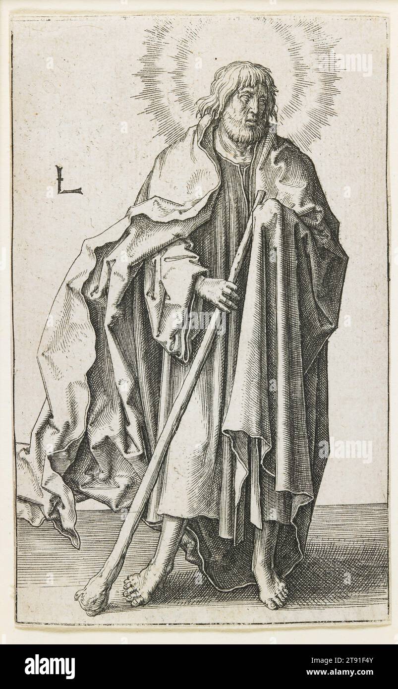 St. Thaddeus, 1510, Lucas Huygensz van Leyden, néerlandais, c. 1490 - 1533, 4 5/8 x 2 7/8 po. (11,75 x 7,3 cm) (image), gravure, pays-Bas, 16e siècle Banque D'Images St. Thaddeus, 1510, Lucas Huygensz van Leyden, néerlandais, c. 1490 - 1533, 4 5/8 x 2 7/8 po. (11,75 x 7,3 cm) (image), gravure, pays-Bas, 16e siècle Banque D'Images