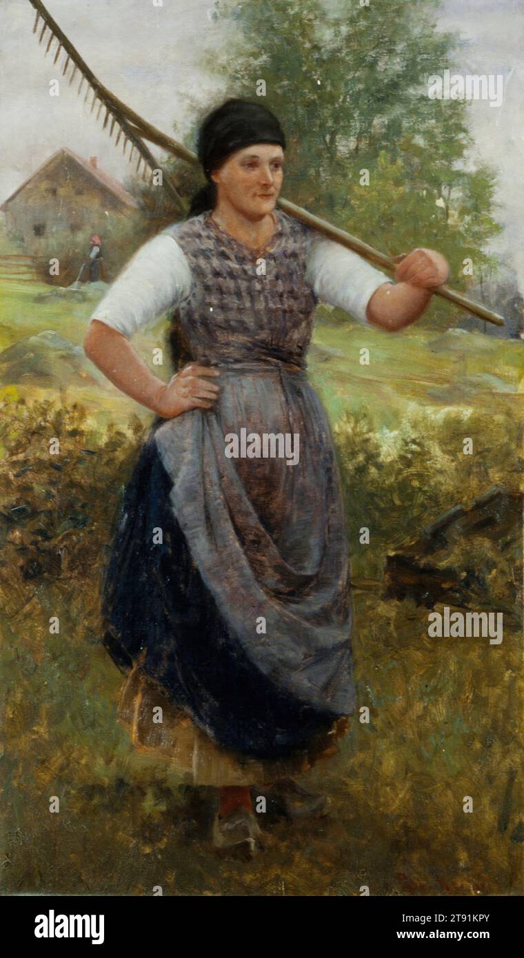 The Bohemian Peasant Girl, 19e siècle, Robert Koehler, américain, (né en Allemagne), 1850 - 1917, 24 3/4 x 14 1/2 po (62,87 x 36,83 cm) (toile)29 3/4 x 19 1/2 x 2 1/2 po (75,57 x 49,53 x 6,35 cm) (cadre extérieur), huile sur toile, États-Unis, 19e siècle Banque D'Images