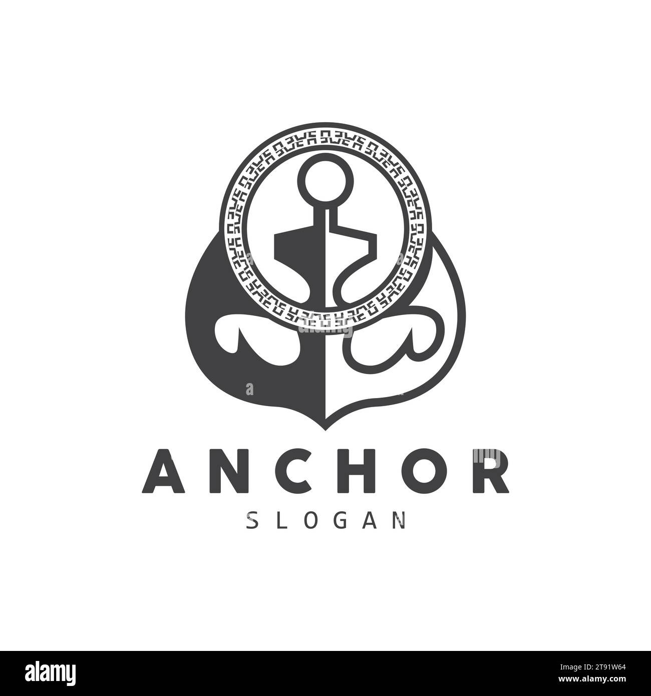 Logo d'ancre, Ocean Ship Vector, Design minimaliste simple, icône d'ancre, Spartan, océan, Illustration de modèle de symbole Illustration de Vecteur