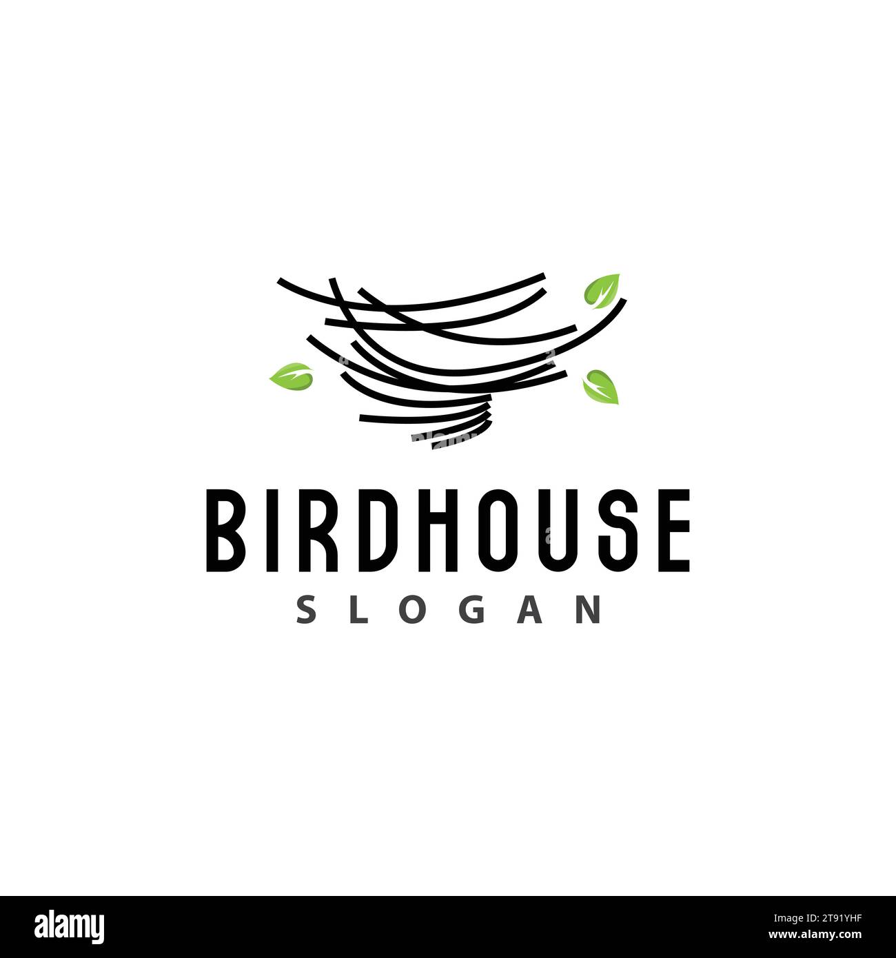 Logo Bird Nest, vecteur d'abri Bird House, style minimaliste Modern Line Design, icône de modèle de symbole Illustration de Vecteur