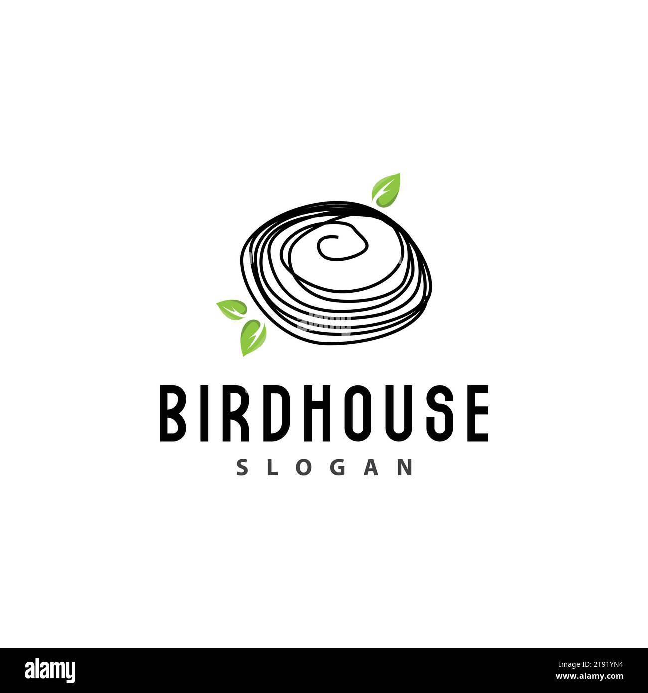Logo Bird Nest, vecteur d'abri Bird House, style minimaliste Modern Line Design, icône de modèle de symbole Illustration de Vecteur