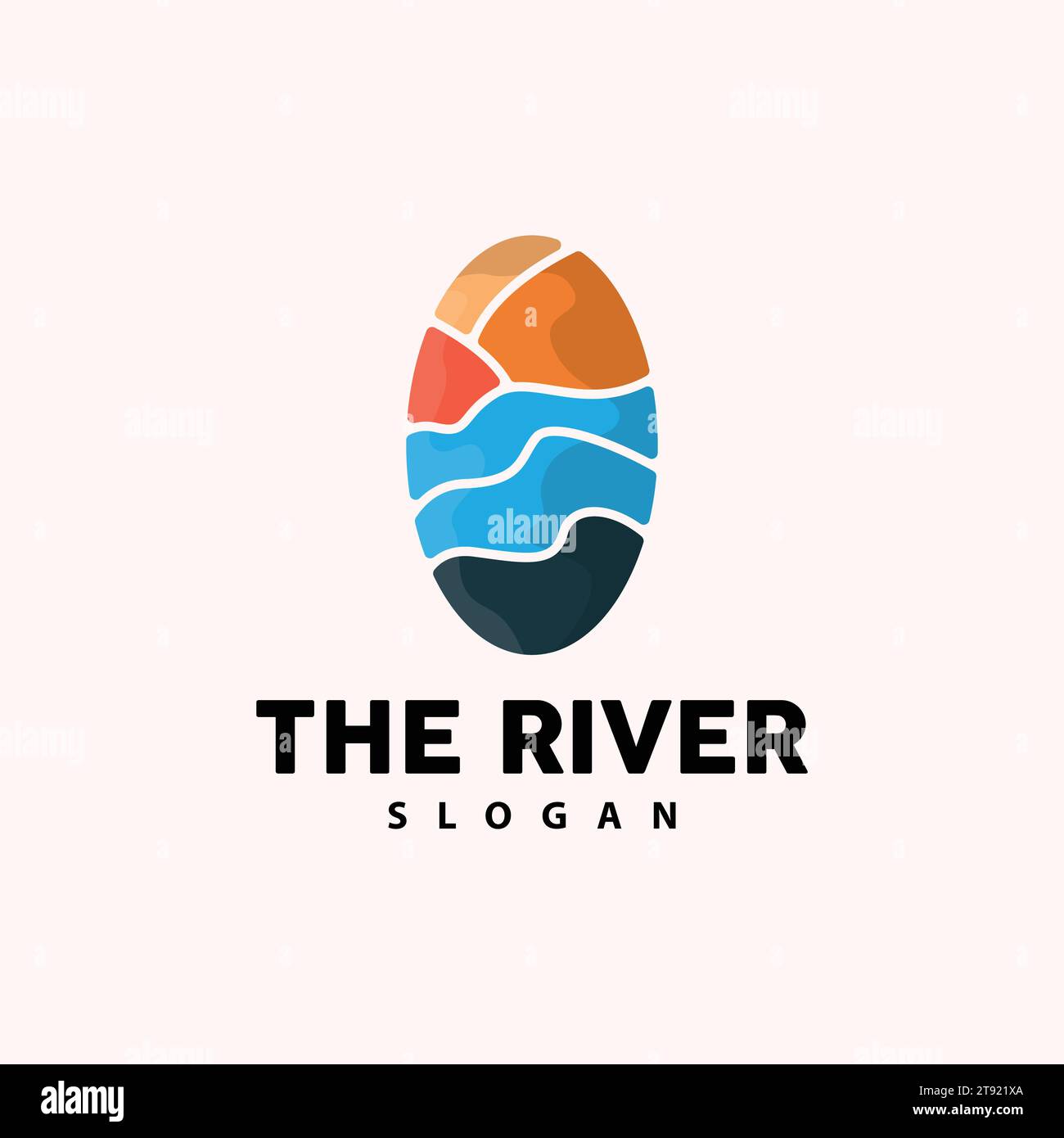 River logo Design, River Creek Vector, Riverside Illustration avec Une combinaison de montagnes et de nature, marque de produit Illustration de Vecteur