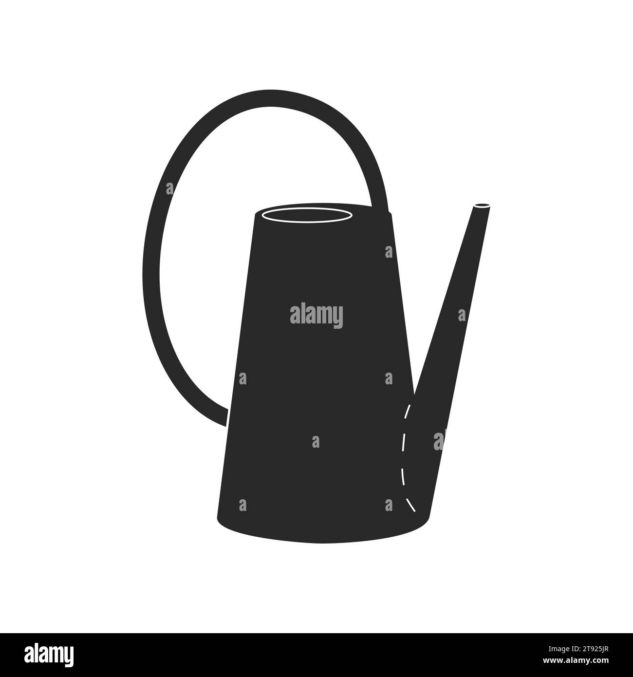 Illustration isolée vectorielle avec arrosoir plat, forme noire. Pot est l'équipement à prendre soin et à ajouter pour les plantes et les fleurs. Vaisselle tendance pour faire bouillir le thé Illustration de Vecteur