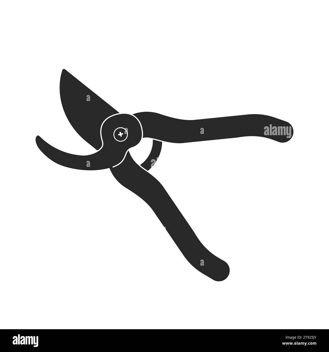 Illustration isolée vectorielle avec sécateur de jardin métallique plat, forme noire. Cutters est un équipement pour prendre soin des plantes et des fleurs. Outil élégant pour couper Illustration de Vecteur