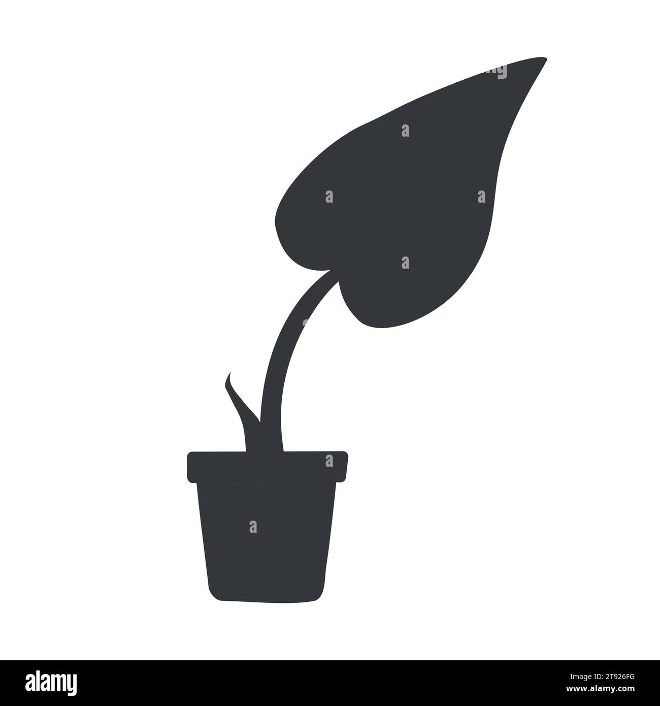 Vector illustration noire sur la verdure comprend un pot avec une plante tropicale. Icône isolée avec nouvelle feuille sur Monstera Albo. Passe-temps à grandir et à se soucier Illustration de Vecteur