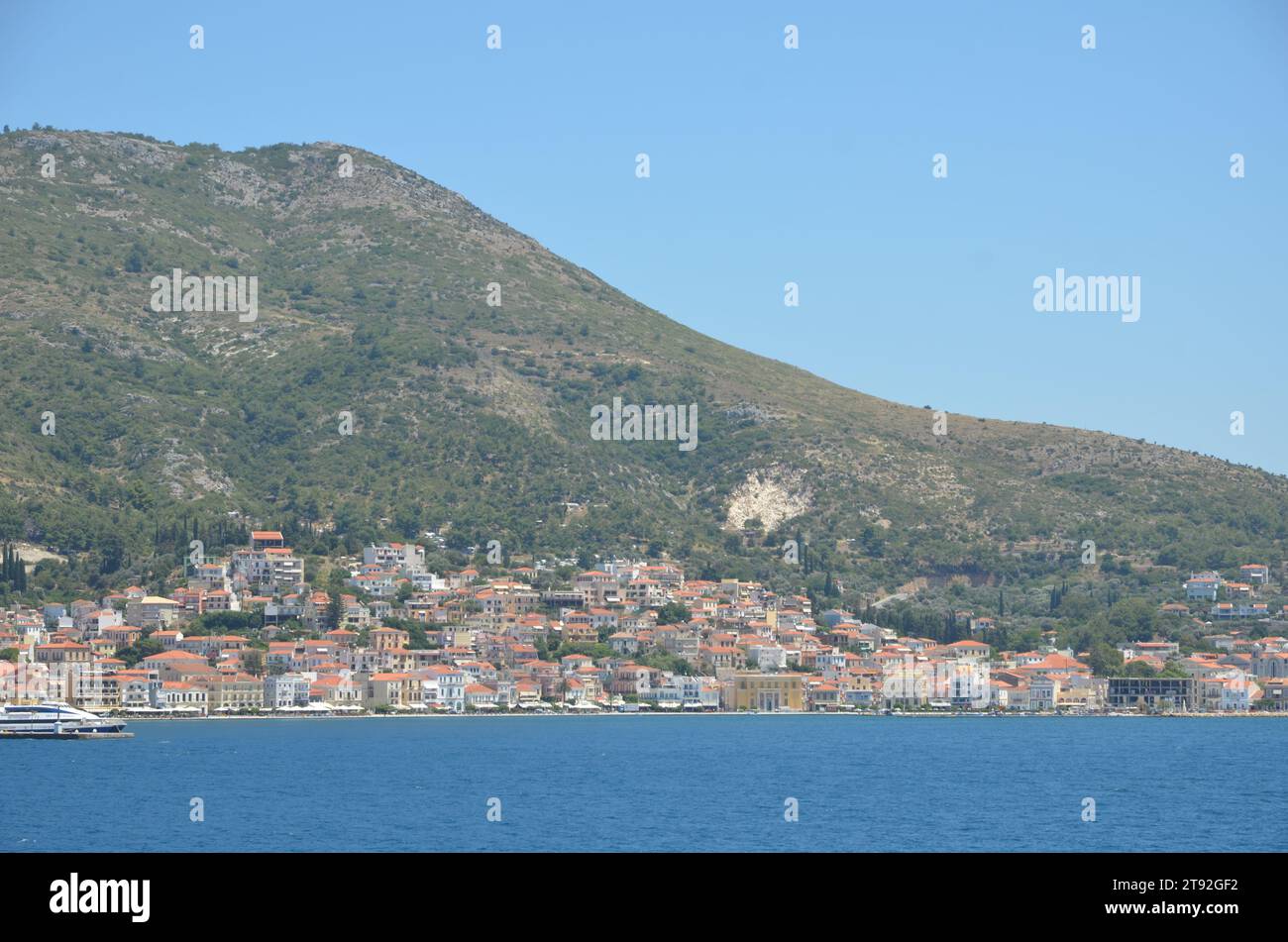 Grèce, Nord Égée, île de Samos la ville portuaire de Vathy et bâtiments néoclassiques Banque D'Images