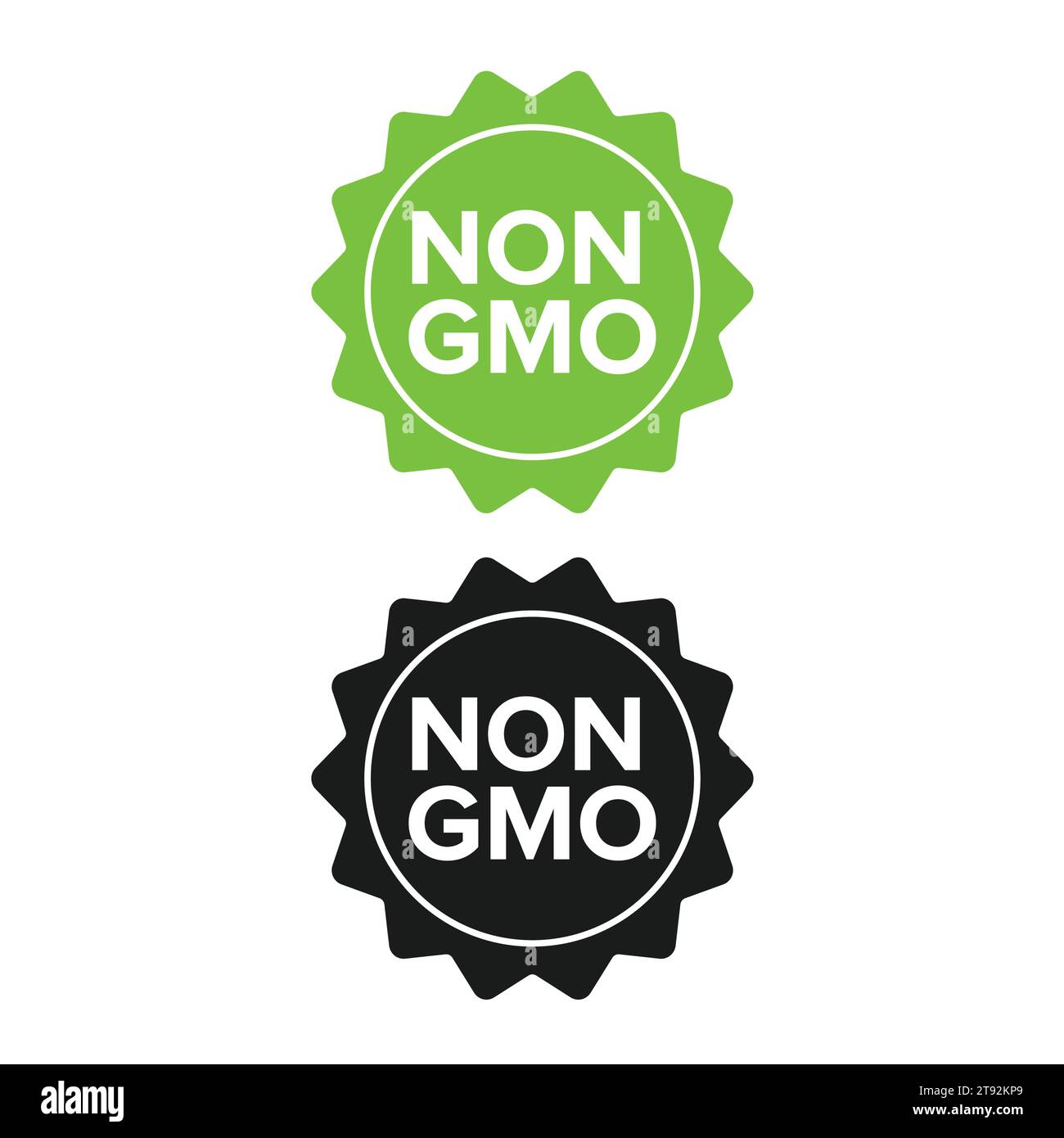 Étiquette SANS OGM, sceau d'emballage alimentaire sans OGM ou icône plate d'autocollant Illustration de Vecteur