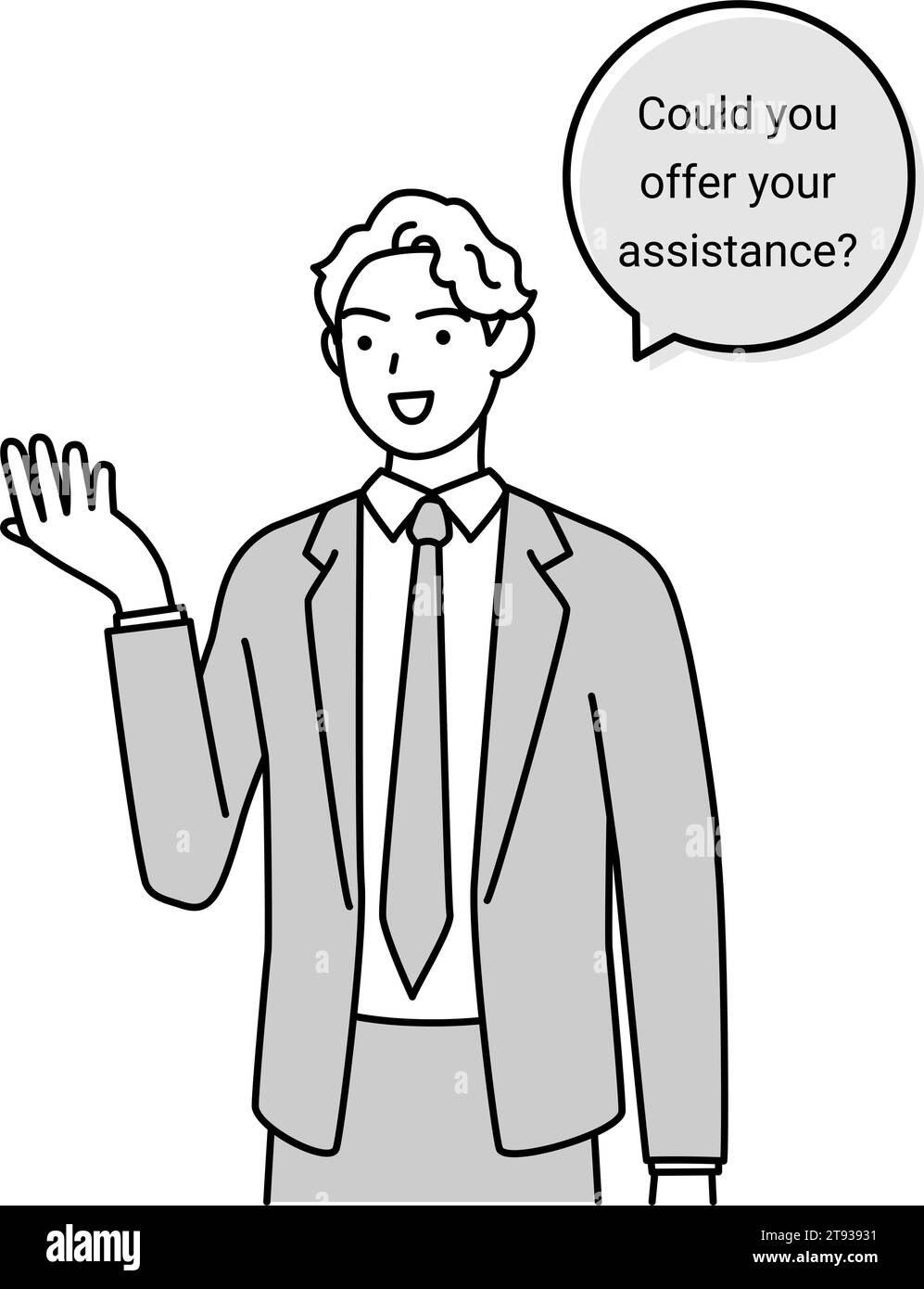 Conversation anglaise, homme en costume d'origine américaine faisant une offre d'emploi en anglais, Vector Illustration Illustration de Vecteur