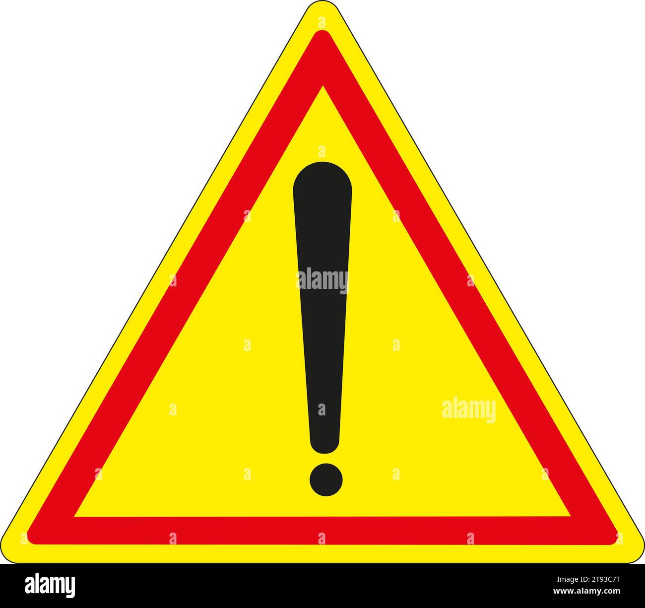 Panneau temporaire français avec fond jaune et bordure rouge : danger Banque D'Images