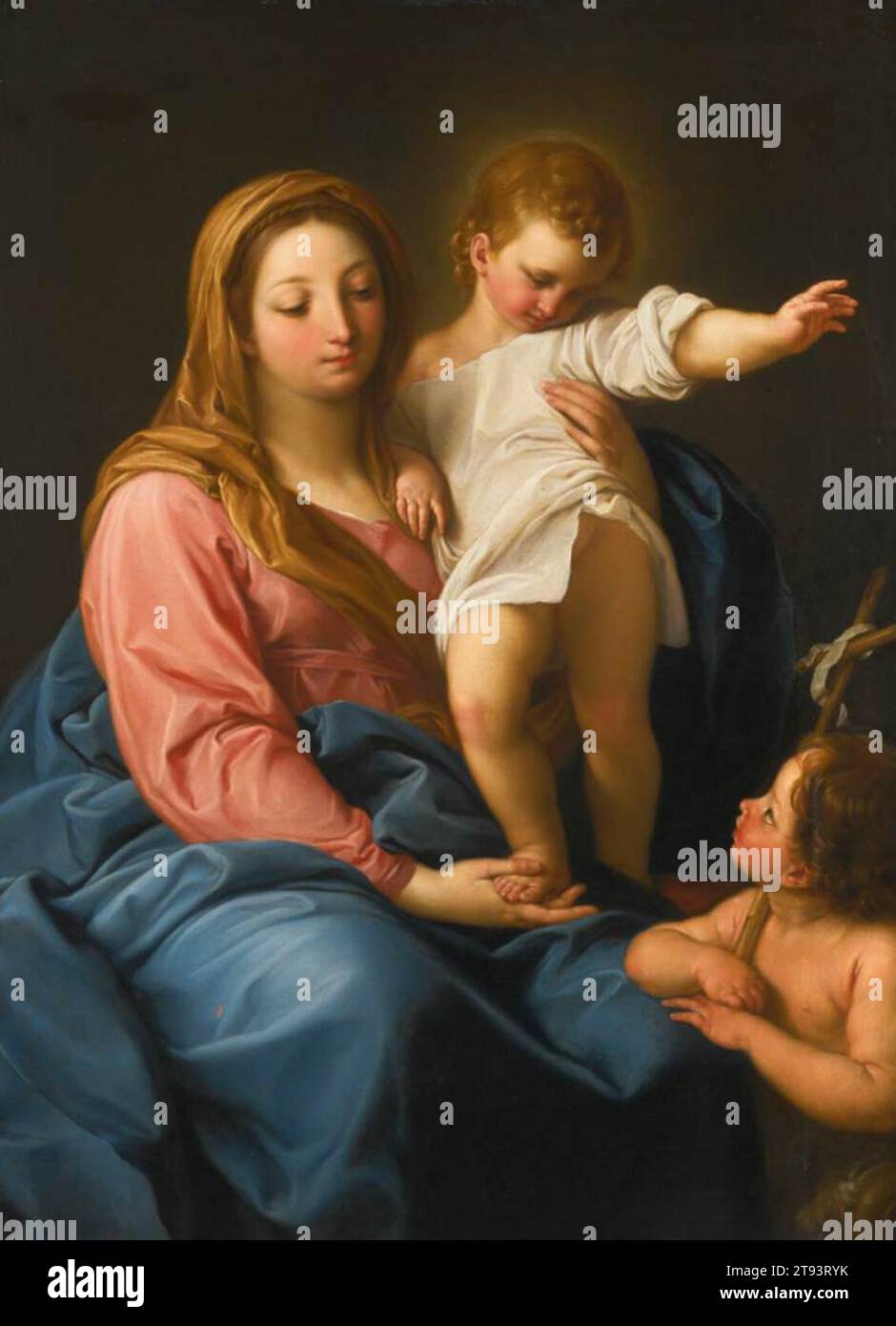 Vierge et enfant avec l'enfant Saint Jean Baptiste 1738-40 par Pompeo Batoni Banque D'Images