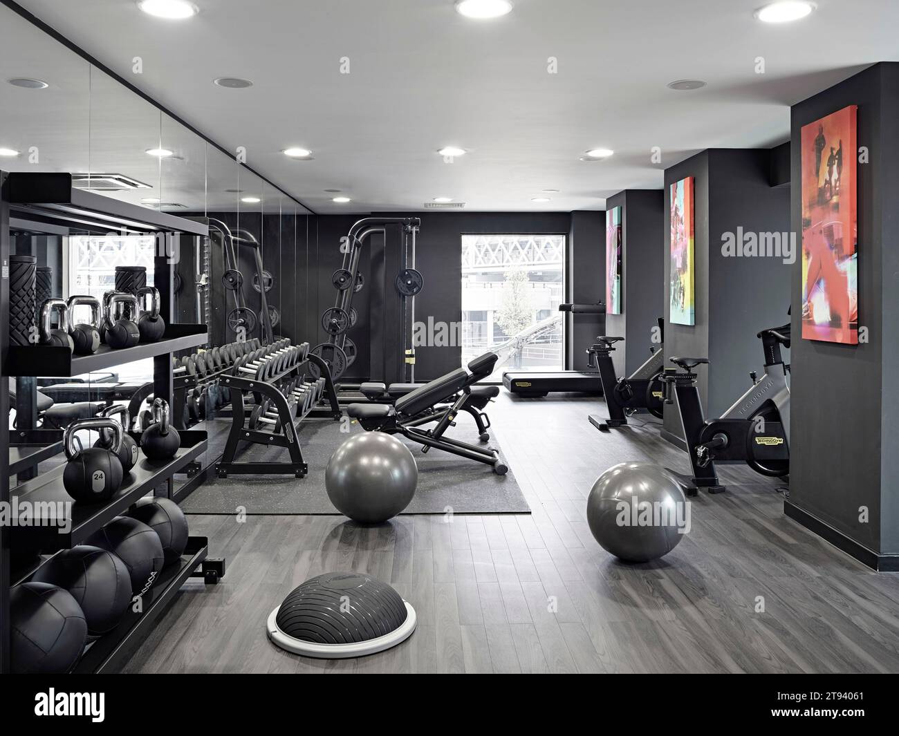 Salle de fitness. Altus House, Leeds, Royaume-Uni. Architecte : O'Connell East Architects, 2022. Banque D'Images