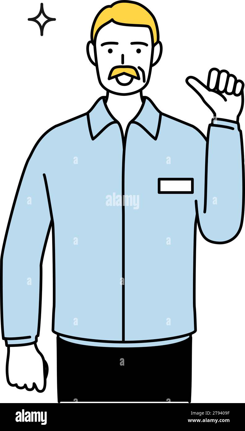 Homme blanc senior pointant vers lui-même avec le pouce, Illustration vectorielle Illustration de Vecteur