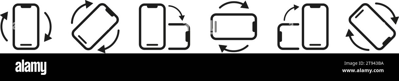 Icône de rotation de l'écran définie. Rotation de l'écran mobile. Illustration vectorielle. Illustration de Vecteur