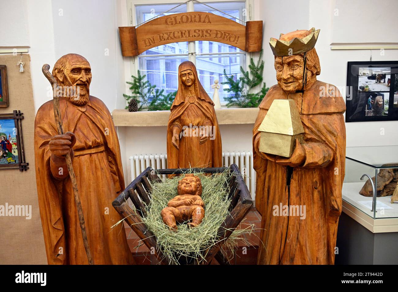 Exposition jubilaire de scènes de nativité à Klementinum, qui a lieu seulement une fois tous les 100 ans, à Prague, République tchèque, le 22 novembre 2023. L'exposition a lieu à Klementinum, où la première scène de la Nativité a été créée dans les pays tchèques en 1562 et où l'exposition Jubilee manger Scene a été organisée en 1923. Une exposition représentative présente les œuvres des meilleurs créateurs contemporains de scènes de la Nativité en République tchèque et c'est la partie tchèque de la célébration mondiale du 800e anniversaire de la première scène de la Nativité créée par St. François d'Assise à Greccio in Banque D'Images