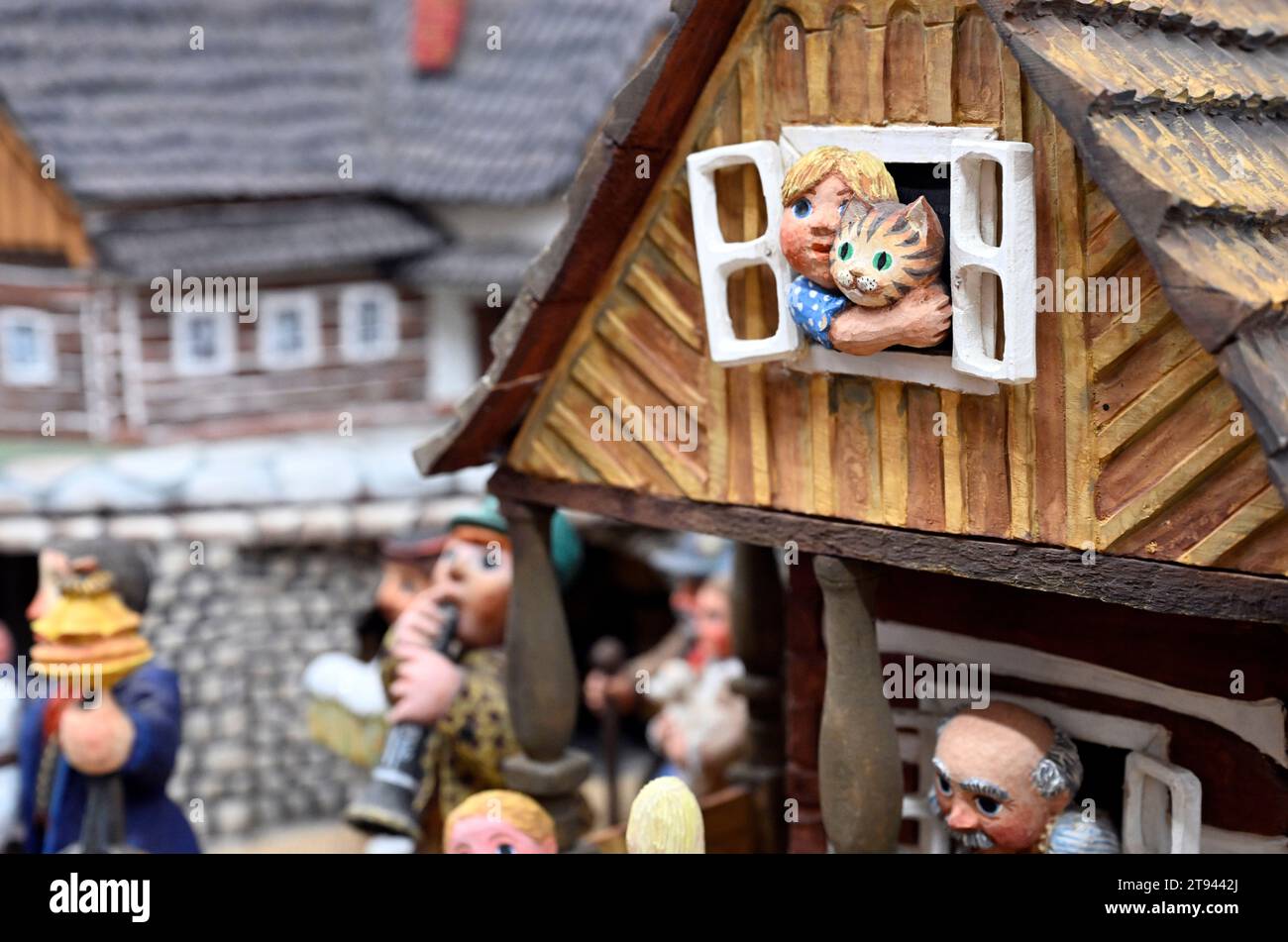 Exposition jubilaire de scènes de nativité à Klementinum, qui a lieu seulement une fois tous les 100 ans, à Prague, République tchèque, le 22 novembre 2023. L'exposition a lieu à Klementinum, où la première scène de la Nativité a été créée dans les pays tchèques en 1562 et où l'exposition Jubilee manger Scene a été organisée en 1923. Une exposition représentative présente les œuvres des meilleurs créateurs contemporains de scènes de la Nativité en République tchèque et c'est la partie tchèque de la célébration mondiale du 800e anniversaire de la première scène de la Nativité créée par St. François d'Assise à Greccio in Banque D'Images