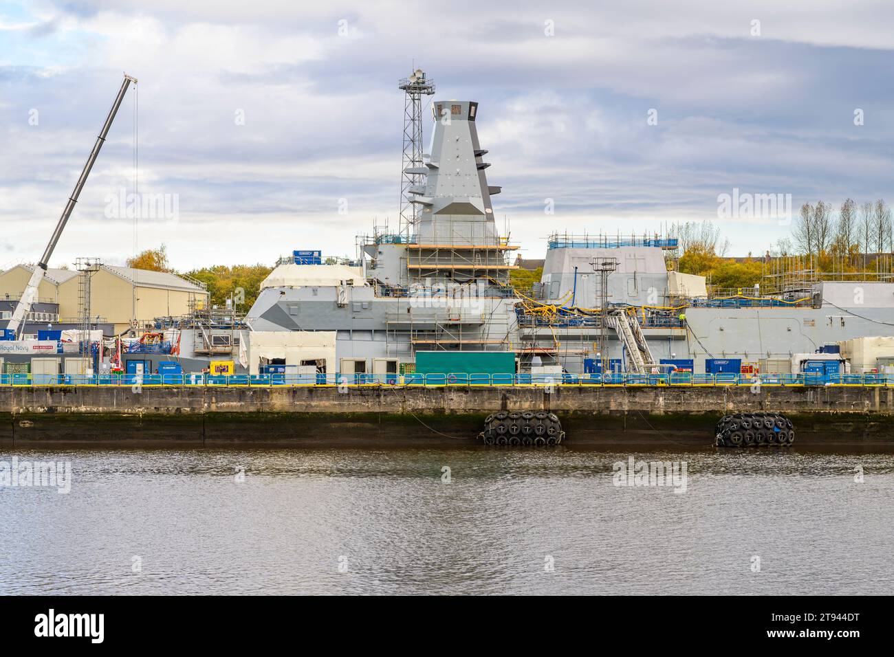 Construction de la frégate HMS Glasgow Type 26 au chantier naval de BAE Systems, Scotstoun, Glasgow, Écosse, Royaume-Uni, Europe Banque D'Images