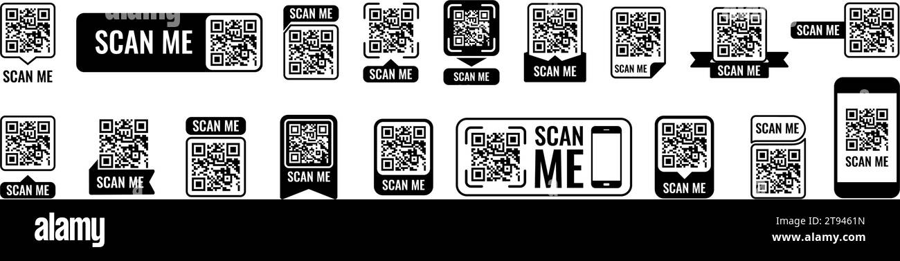 Jeu de cadres de code QR. Maquette de code QR. Paiement mobile et identité. Illustration vectorielle Illustration de Vecteur