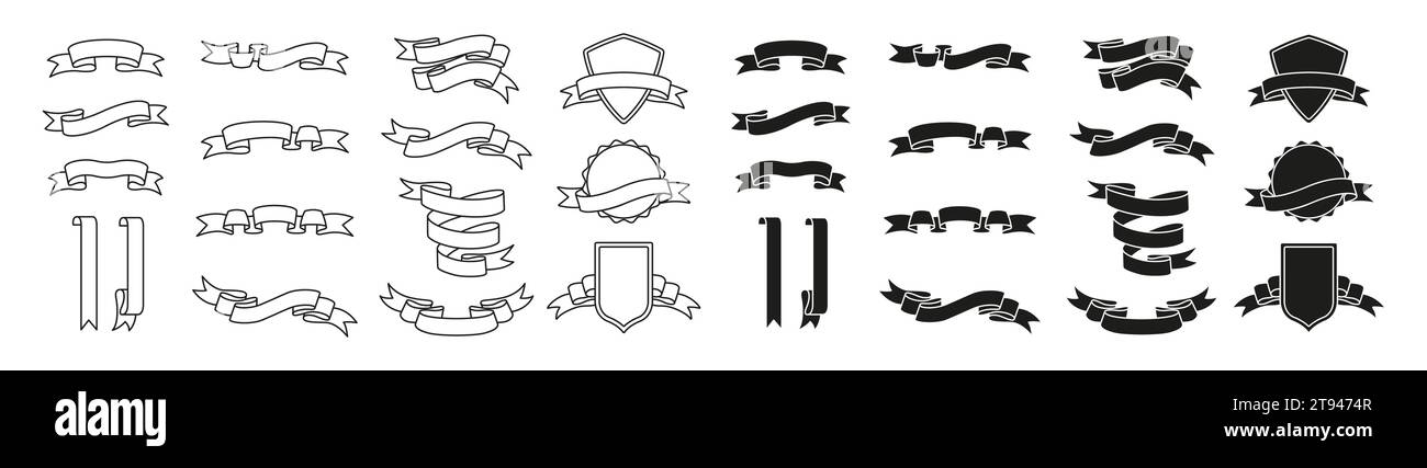 Icône du jeu de banderoles de ruban. Style linéaire et silhouette Illustration de Vecteur