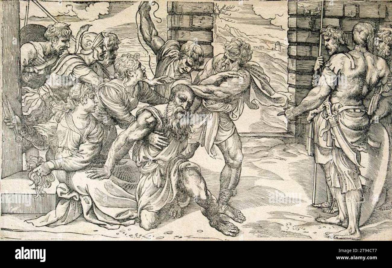 Samson et Delilah 1540-42 de Niccolo Boldrini Banque D'Images