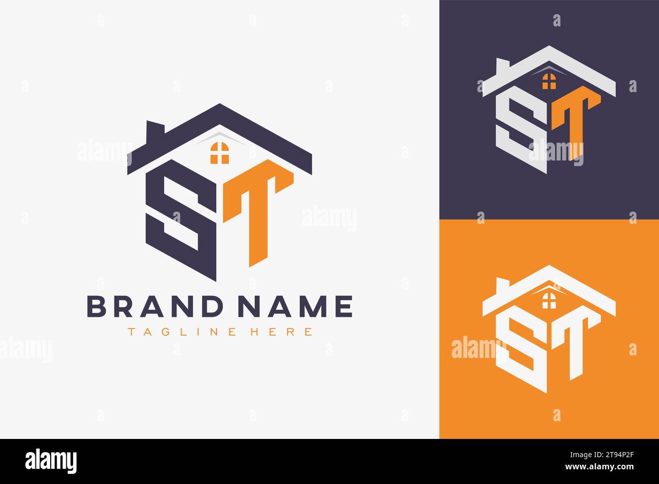 Logo de monogramme de maison HEXAGON ST pour l'immobilier, la propriété, l'identité d'entreprise de construction. initiral de maison en forme de boîte avec des icônes de favori vectoriel templ Illustration de Vecteur
