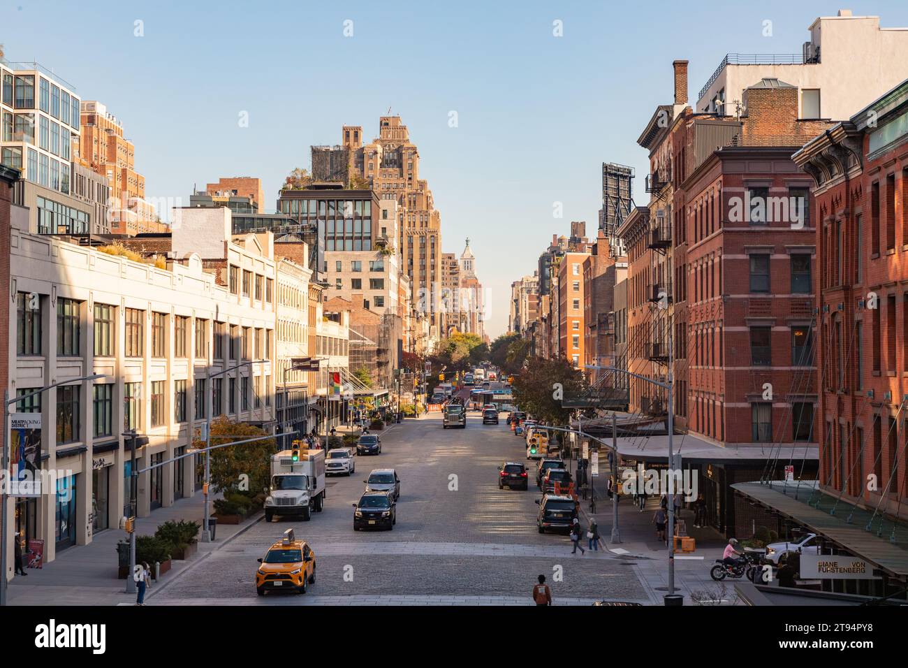 West 14th Street photographié de la High Line, New York City, États-Unis d'Amérique. Banque D'Images