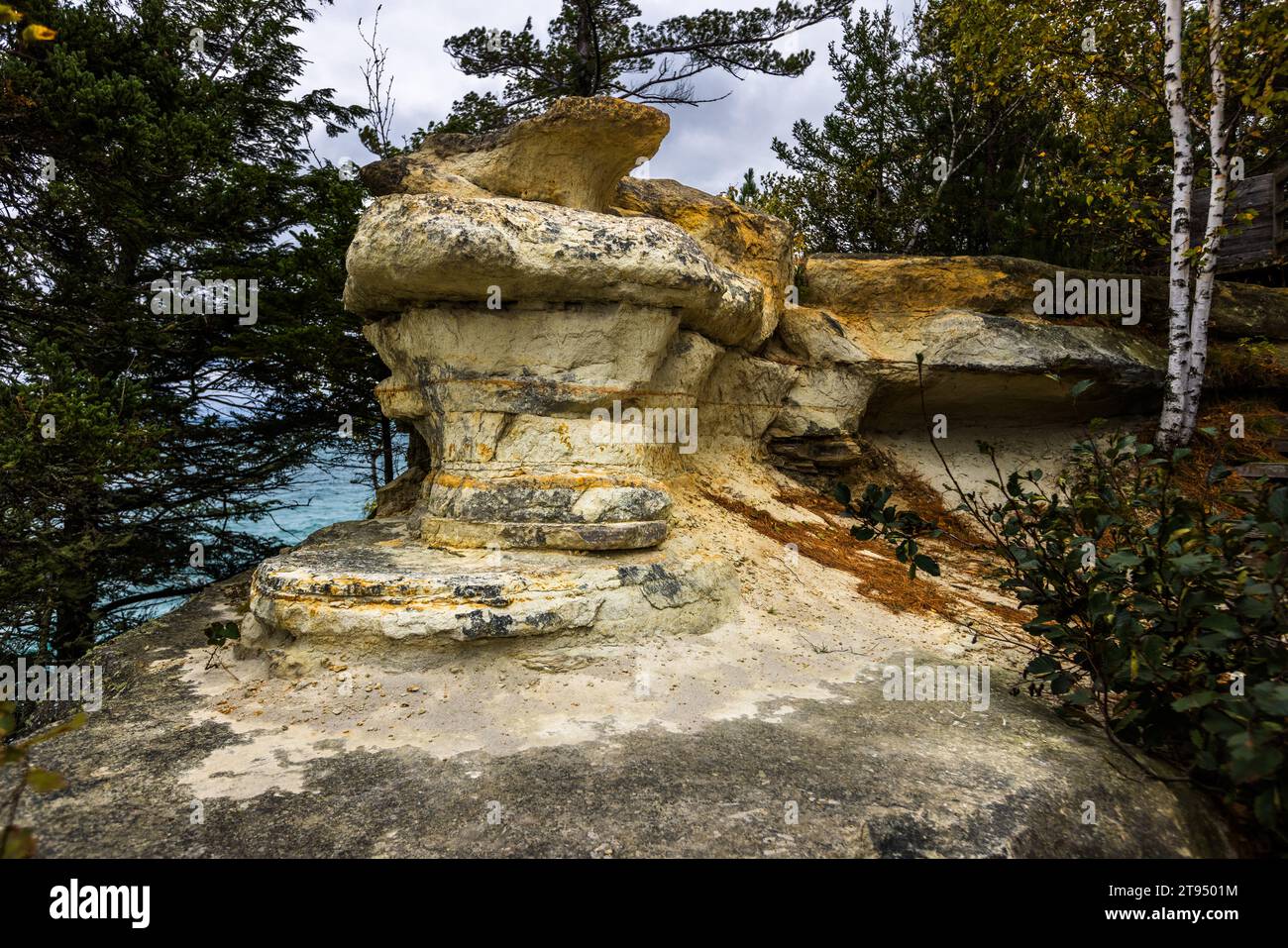 Vue sur le Miners Castle Rock à Munising Township, États-Unis Banque D'Images