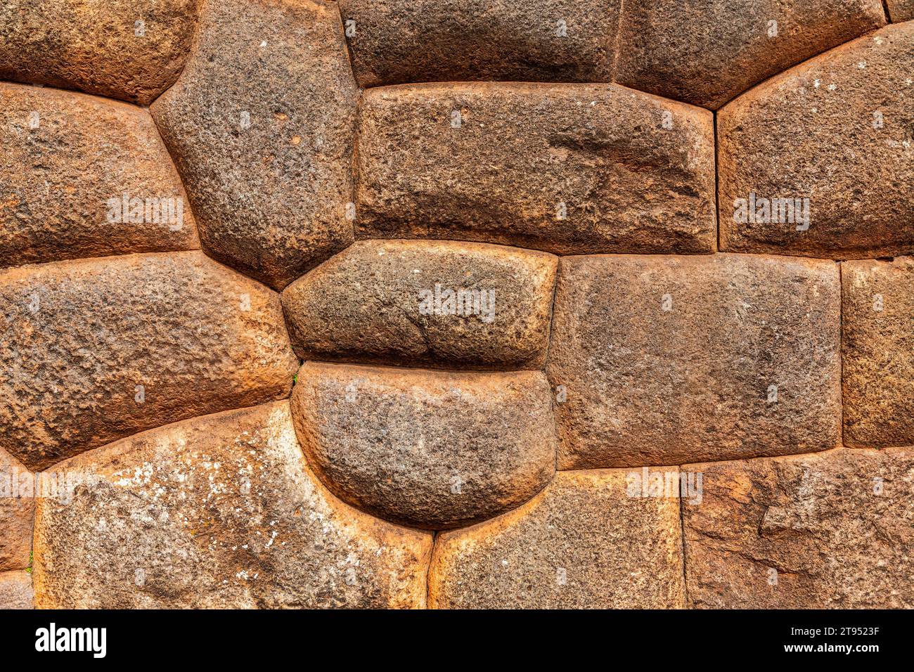 Architecture Inca Wall dans la ruine Inca de Chinchero près de Cusco, Pérou. Banque D'Images