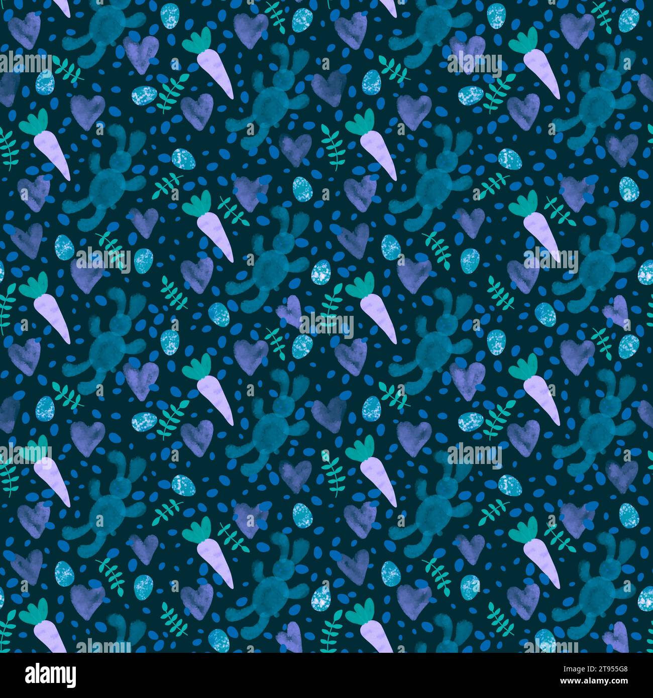 Aquarelle animaux de Pâques motif sans couture carotte et lapin pour le papier d'emballage et les tissus et le linge de maison et les vêtements d'enfants imprimer et emballage festif an Banque D'Images