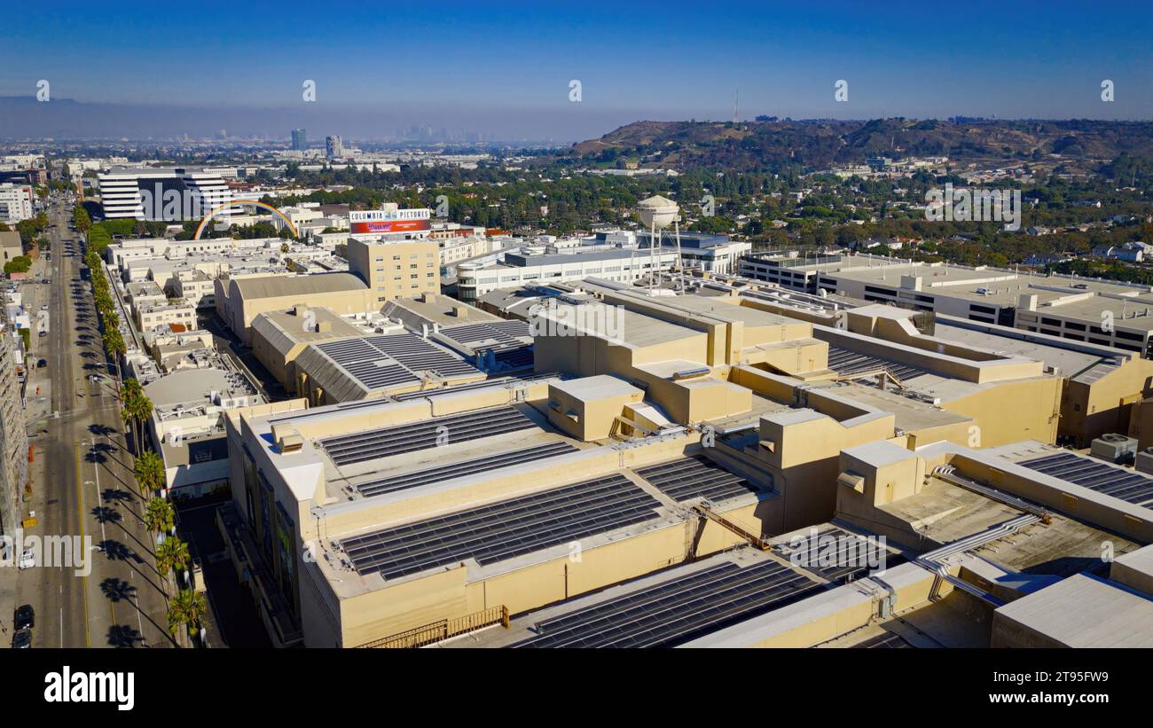 Sony Pictures Studios Columbia Pictures in Culver City vue aérienne - Los Angeles Drone Footage - LOS ANGELES, ÉTATS-Unis - 5 NOVEMBRE 2023 Banque D'Images