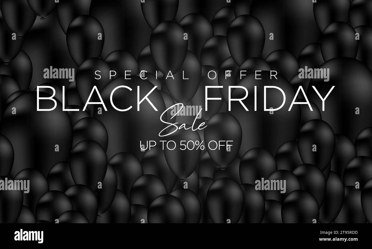 super vente fond noir vendredi avec des ballons Illustration de Vecteur