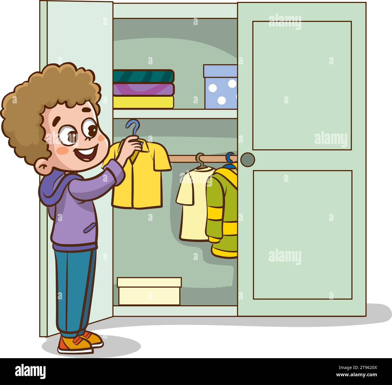 Travaux ménagers familiaux. Les parents et les enfants nettoient le vecteur cartooon de maison Illustration de Vecteur