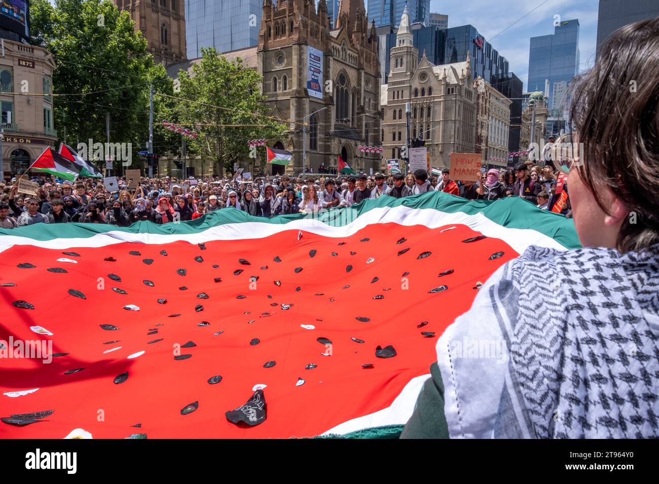 Des élèves se rassemblent pour soutenir la Palestine à Melbourne, Victoria, Australie Banque D'Images