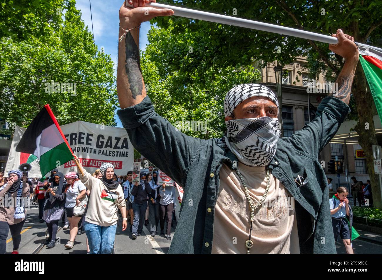 Des élèves se rassemblent pour soutenir la Palestine à Melbourne, Victoria, Australie Banque D'Images