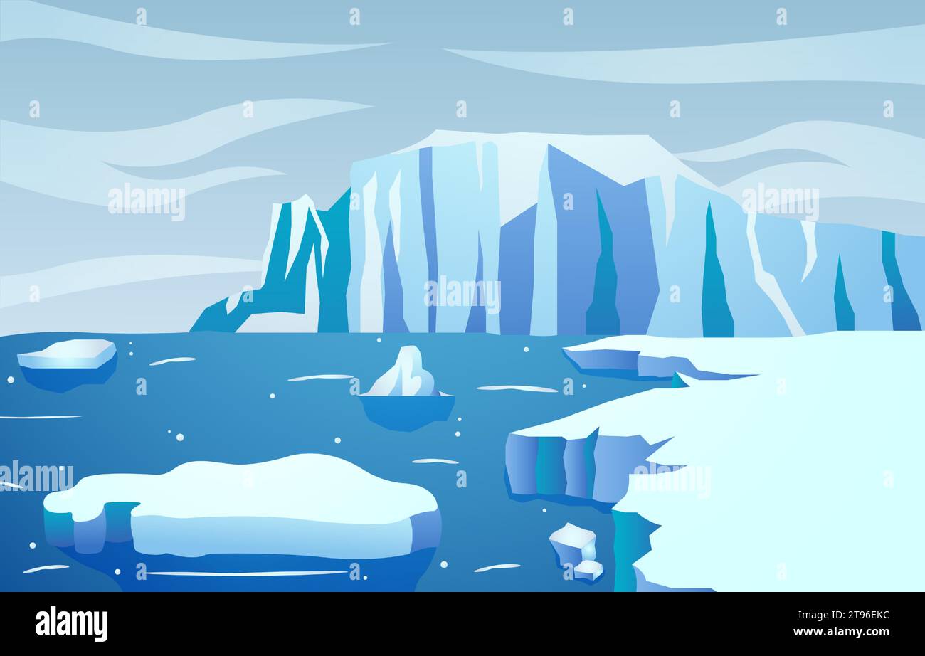 Scène Antarctique . Conception plate. Vecteur . Illustration de Vecteur