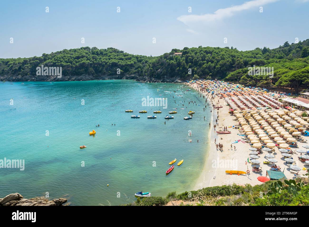 Vue de jour de la célèbre plage de Fetovaia sur l'île d'Elbe, Toscane, Italie Banque D'Images