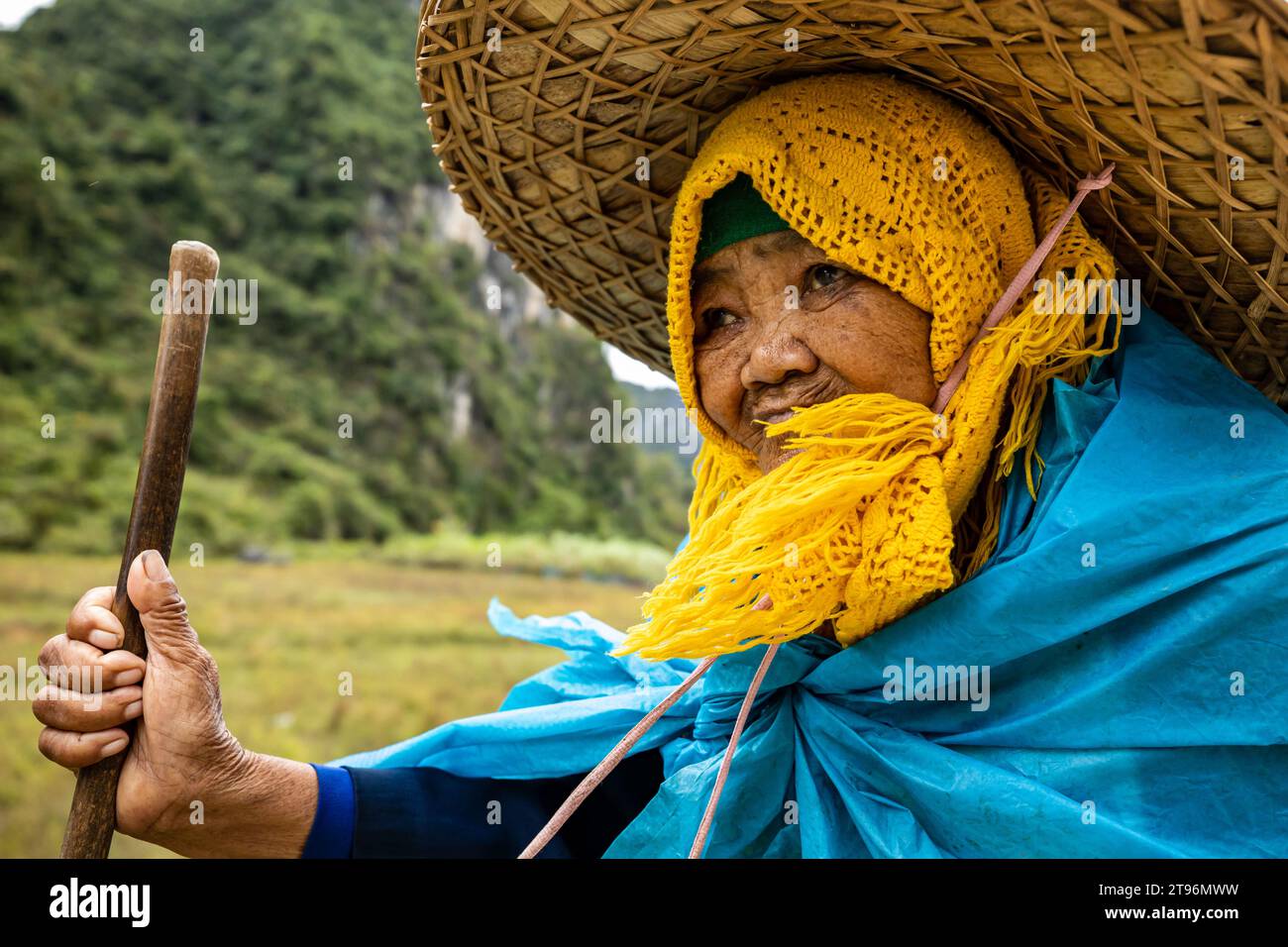 Une agricultrice qui travaille au Vietnam Banque D'Images